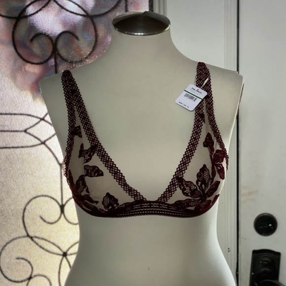Free People Alia Bordeaux Bralette,  NWT - Picture 2 of 6
